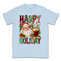 Dusty Blue happy holiday santa claus christmas Classic Tee - FaDigitalArtStudio