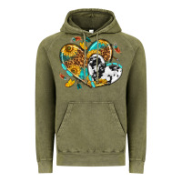 Vintage Olive cowhide leopard hearts Vintage Hoodie - texasbilliewilder
