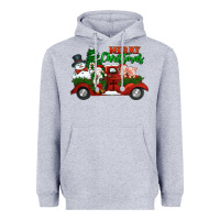 Heather Grey merry christmas snowman and farm animals truck Heavyweight Hoodie - Jasminsmagicworld
