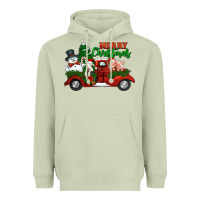 Merry Christmas Snowman And Farm Animals Truck Heavyweight Hoodie | Teevron