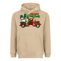 Mushroom merry christmas snowman and farm animals truck Heavyweight Hoodie - Jasminsmagicworld