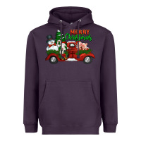 Plum merry christmas snowman and farm animals truck Heavyweight Hoodie - Jasminsmagicworld
