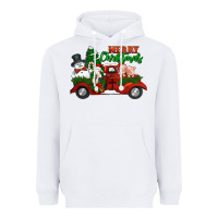 White merry christmas snowman and farm animals truck Heavyweight Hoodie - Jasminsmagicworld