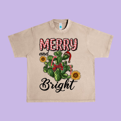 Merry And Bright With Cactus Urban Heavy Tee Designed By Ranaportraitstore