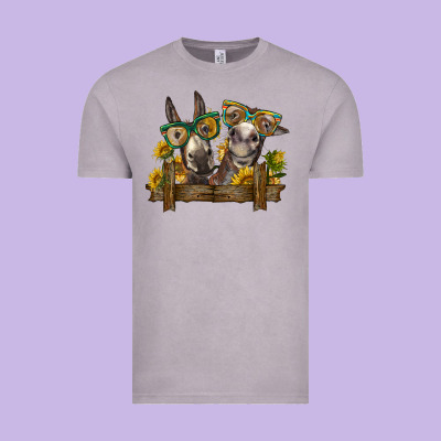 2 Donkeys With Sunflowers Vintage Tee Designed By Barkaloodesign