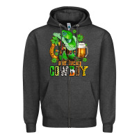 Charcoal Heather one lucky  cowboy with hat and boots Zipper Hoodie - AdoDesignShop