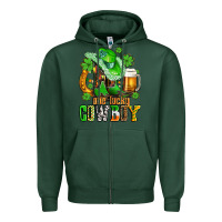 Sports Green one lucky  cowboy with hat and boots Zipper Hoodie - AdoDesignShop