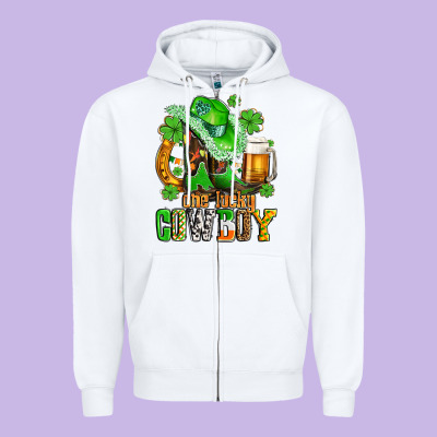 One Lucky  Cowboy With Hat And Boots Zipper Hoodie Designed By Adodesignshop