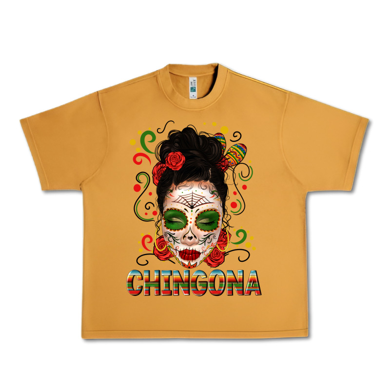 Mexicana Skull Girl Messy Bun Urban Heavy Tee by texasbilliewilder | Teevron
