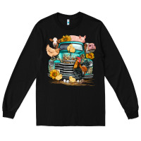 Black farm truck farm animals Long Sleeve Tee - FaDigitalArtStudio