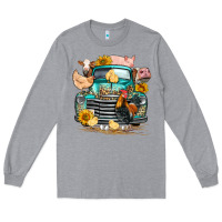 Heather Grey farm truck farm animals Long Sleeve Tee - FaDigitalArtStudio
