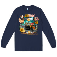 Navy farm truck farm animals Long Sleeve Tee - FaDigitalArtStudio