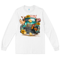 White farm truck farm animals Long Sleeve Tee - FaDigitalArtStudio