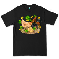 Black st patricks day farm chicken rooster chick  shamrock gold Premium Tee - Artiststas