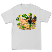 St Patricks Day Farm Chicken Rooster Chick  Shamrock Gold Premium Tee | Teevron