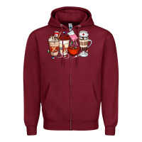 Burgundy Nurse Coffee Cups Zipper Hoodie - Artiststas