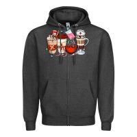 Charcoal Heather Nurse Coffee Cups Zipper Hoodie - Artiststas