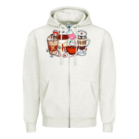 Oatmeal Heather Nurse Coffee Cups Zipper Hoodie - Artiststas