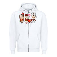 White Nurse Coffee Cups Zipper Hoodie - Artiststas