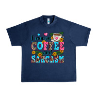 Navy i run on coffee and sarcasm Urban Heavy Tee - Zillion Design Studio