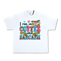 White i run on coffee and sarcasm Urban Heavy Tee - Zillion Design Studio
