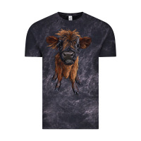 Cloud Black highland cow calf Vintage Tee - RanaPortraitStore