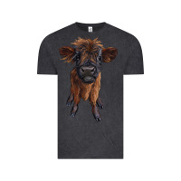 Vintage Black highland cow calf Vintage Tee - RanaPortraitStore