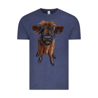 Vintage Denim highland cow calf Vintage Tee - RanaPortraitStore
