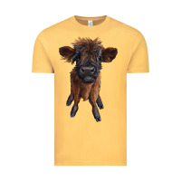 Vintage Mustard highland cow calf Vintage Tee - RanaPortraitStore