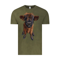 Vintage Olive highland cow calf Vintage Tee - RanaPortraitStore