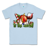 Dusty Blue joy to the world christmas wine Classic Tee - FaDigitalArtStudio