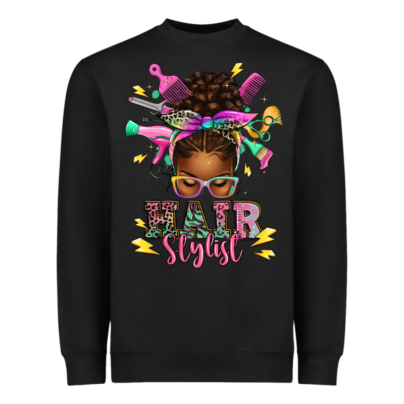 Hair Stylist Afro Messy Bun Heavyweight Sweatshirt by texasbilliewilder | Teevron