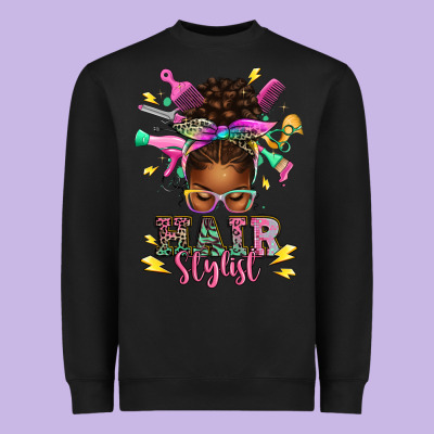 Heavyweight Sweatshirt hair stylist afro messy bun