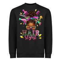 Black hair stylist afro messy bun Heavyweight Sweatshirt - texasbilliewilder