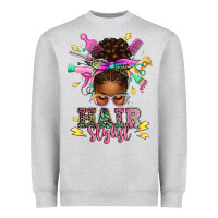 Heather Grey hair stylist afro messy bun Heavyweight Sweatshirt - texasbilliewilder