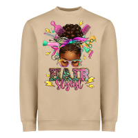 Mushroom hair stylist afro messy bun Heavyweight Sweatshirt - texasbilliewilder