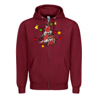 Burgundy Christmas trees lights Zipper Hoodie - JahusDesignShop