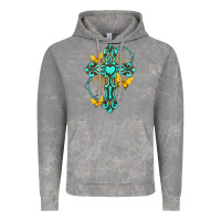 Cloud Rock cross with heart shaped gemstone and butterfly Vintage Hoodie - texasbilliewilder