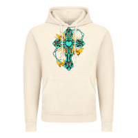 Vintage Artic cross with heart shaped gemstone and butterfly Vintage Hoodie - texasbilliewilder