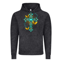 Cross With Heart Shaped Gemstone And Butterfly Vintage Hoodie | Teevron