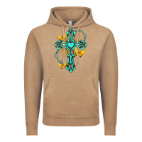 Vintage Coffee cross with heart shaped gemstone and butterfly Vintage Hoodie - texasbilliewilder