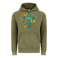 Vintage Olive cross with heart shaped gemstone and butterfly Vintage Hoodie - texasbilliewilder