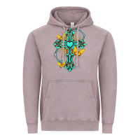 Vintage Zinc cross with heart shaped gemstone and butterfly Vintage Hoodie - texasbilliewilder
