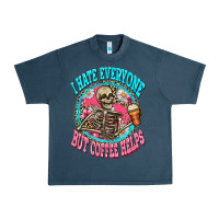 Midnight Navy i hate everyone but coffee helps Urban Heavy Tee - Zillion Design Studio