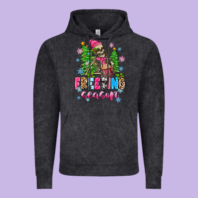 Vintage Hoodie freezing season skeleton