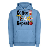 Pigment Pebble Blue coffee teach repeat Urban Hoodie - BarkalooDesign