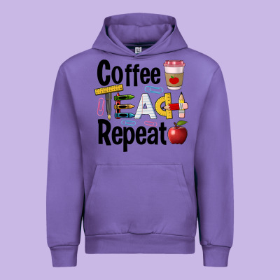 Coffee Teach Repeat Urban Hoodie Designed By Barkaloodesign