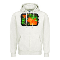 Oatmeal Heather halloween mystic symbol background Zipper Hoodie - BundleAndBundleShop