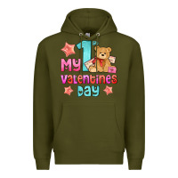 Army Green my first valentines day Premium Hoodie - AdoDesignShop