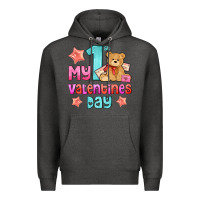 Charcoal Heather my first valentines day Premium Hoodie - AdoDesignShop